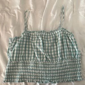 green & white checkered american eagle tank top